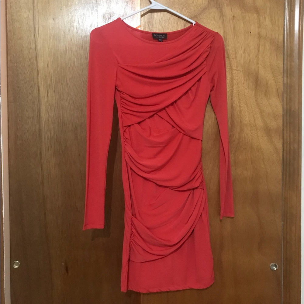 Topshop Coral Bodycon Dress